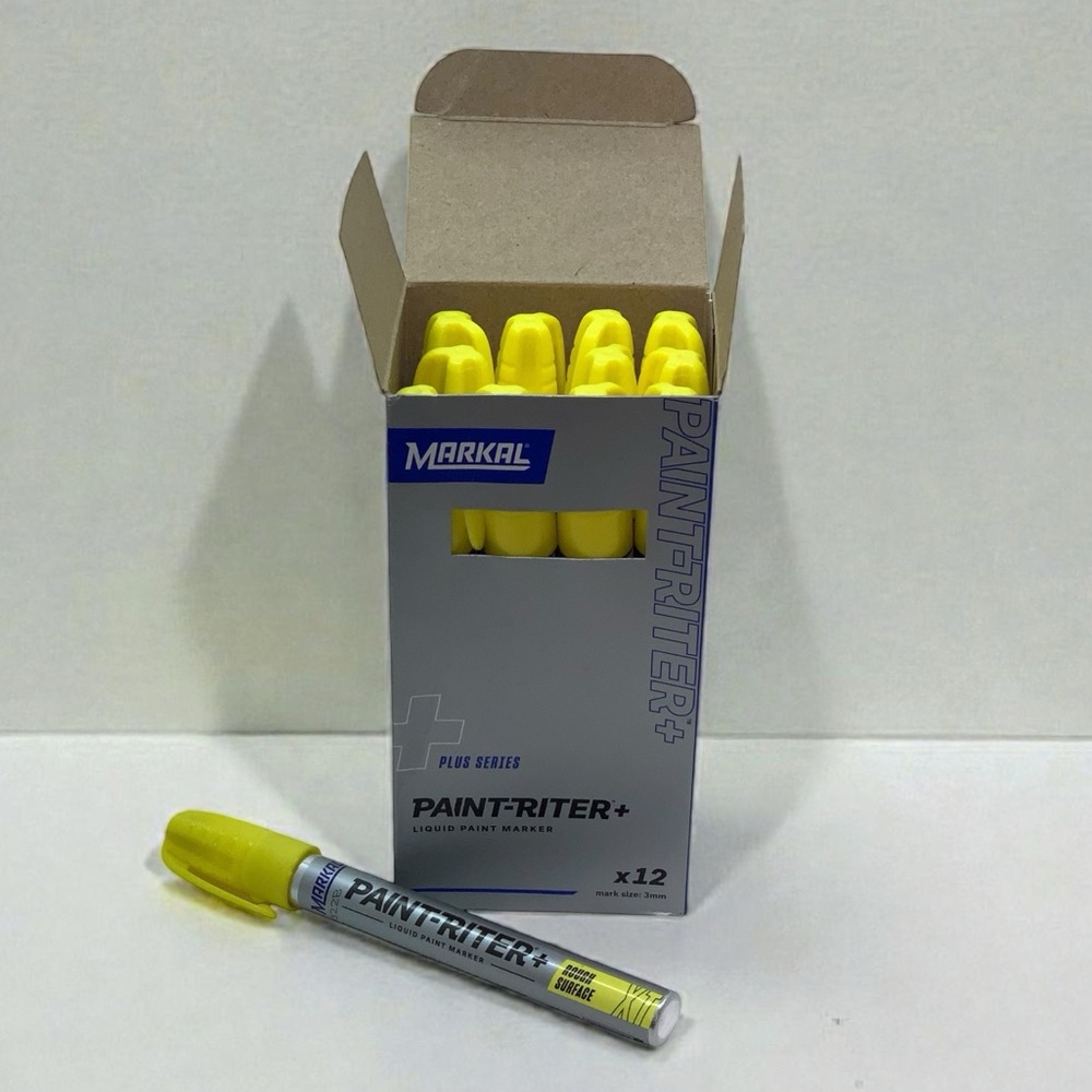 Markal Paint-Riter+ Yellow Paint Marker Set x12 3mm Valve Action Industrial